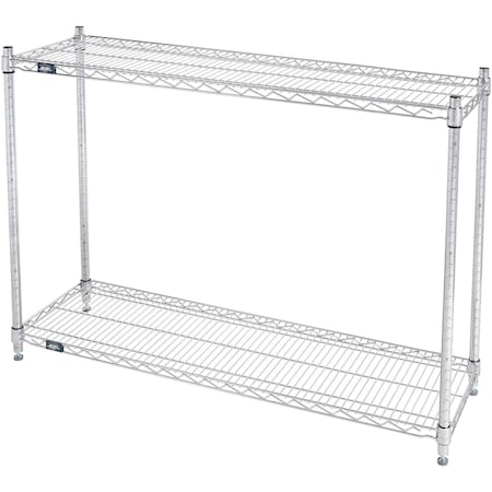 Nexel 2 Shelf, Chrome Wire Shelving Unit, Starter, 48inW x 18inD x 34inH B3124445